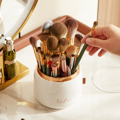 Cosmetic Brush Storage Bucket Organizer Rotating Brush Tube