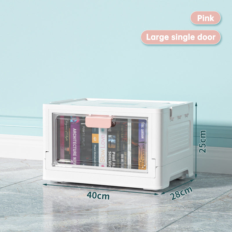 Transparent Double Door With Wheels Folding Storage Box