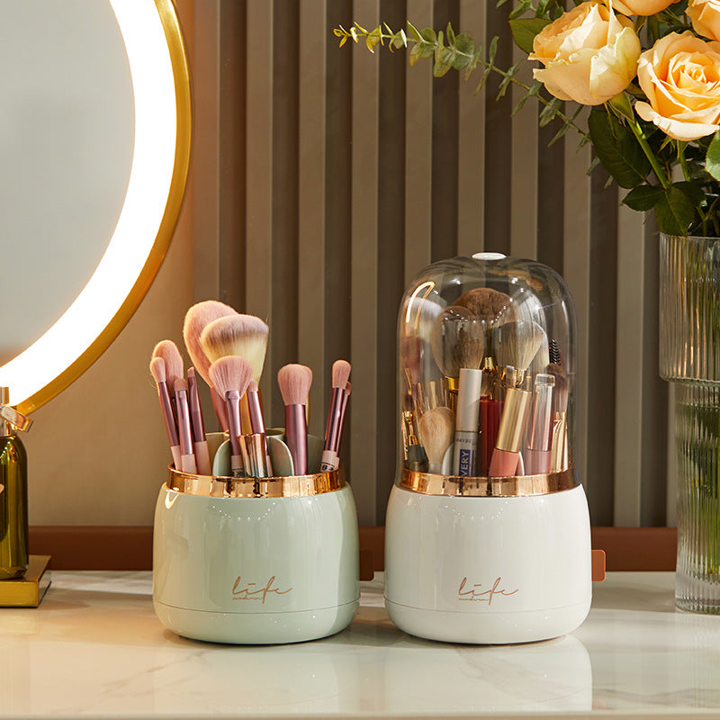 Cosmetic Brush Storage Bucket Organizer Rotating Brush Tube