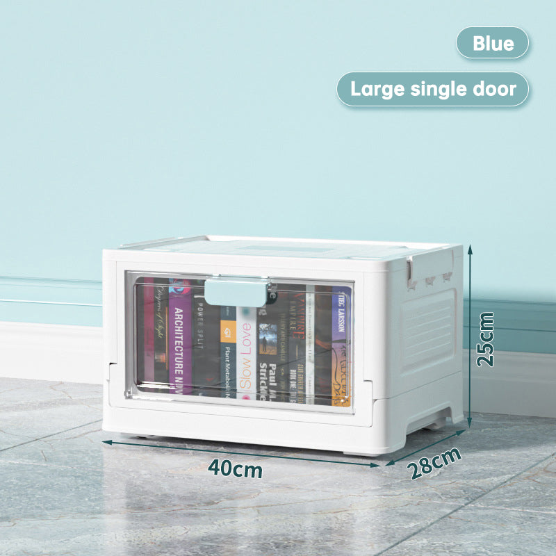 Transparent Double Door With Wheels Folding Storage Box